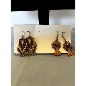 Hand made Beaded Earrings in Earth Tones 2 pairs never worn